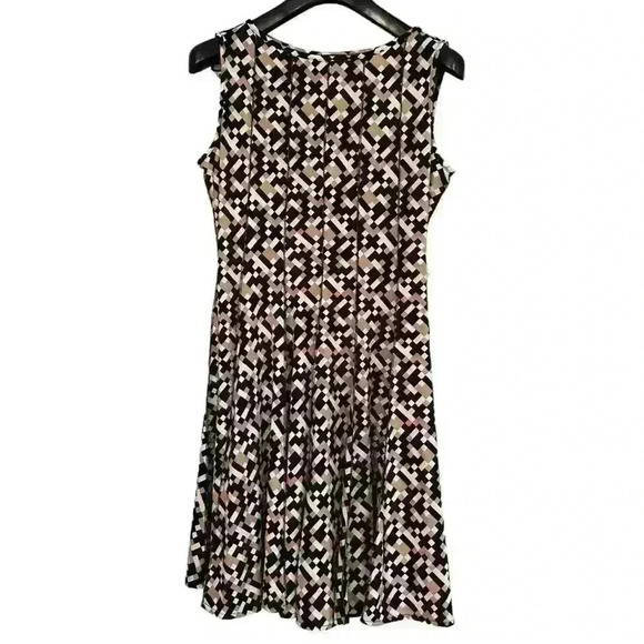 Haani Sleeveless Fit & Flare Dress Size XLP  Black White Brown Stretch Career - Picture 6 of 8